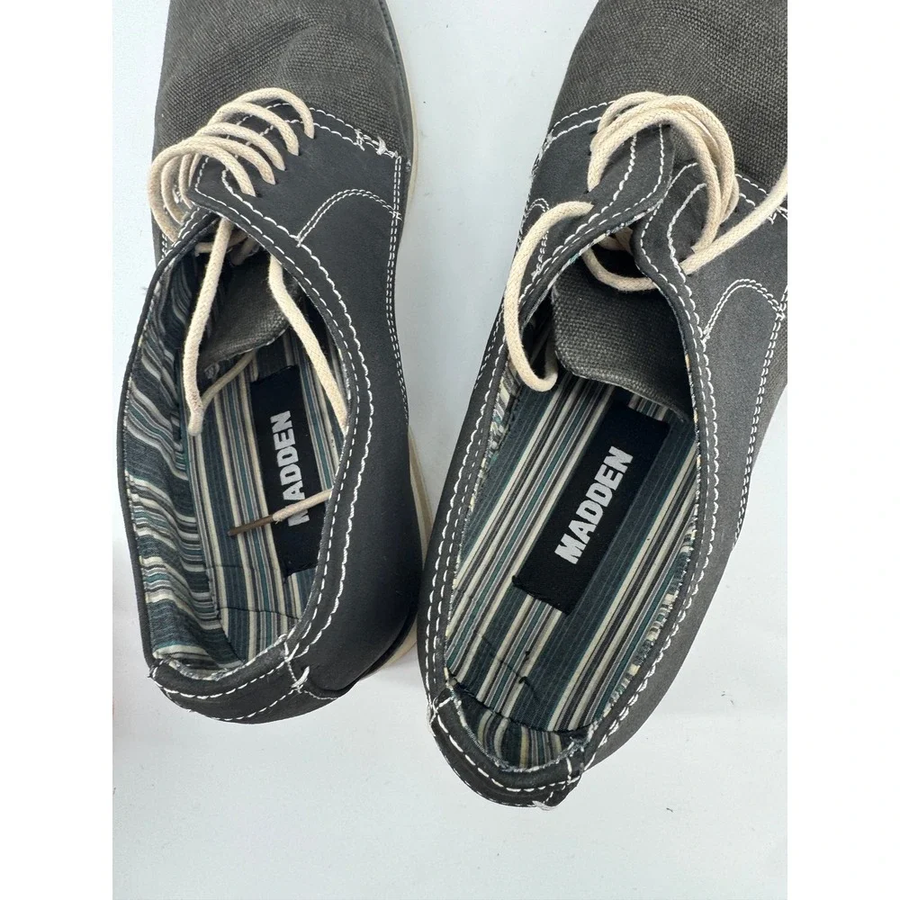 Steve Madden Taro Oxford Shoes Mens 10 Gray‎ Canvas Contrast Stitch Lace  M-TARO